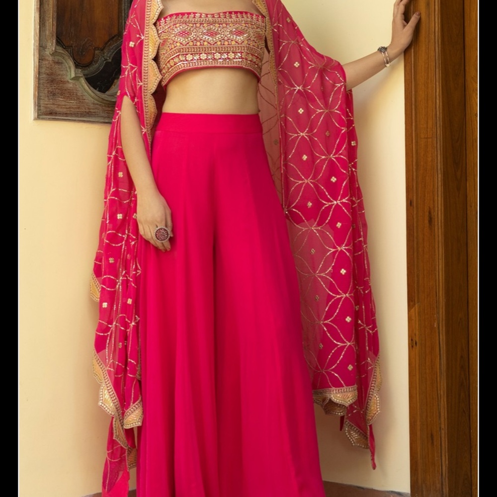 Basanti Pink Embroidered Lehenga Set